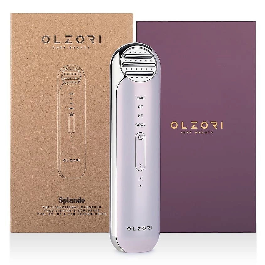 OLZORI Массажер для лица и шеи Splando 5 в 1: лифтинг, микротоки EMS, HF питание, охлаждение, LED – фото 9