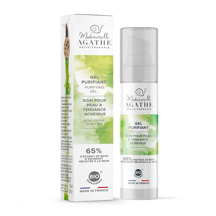 MADEMOISELLE AGATHE Гель для кожи, склонной к акне с муцином улитки PURIFIANT – фото 2