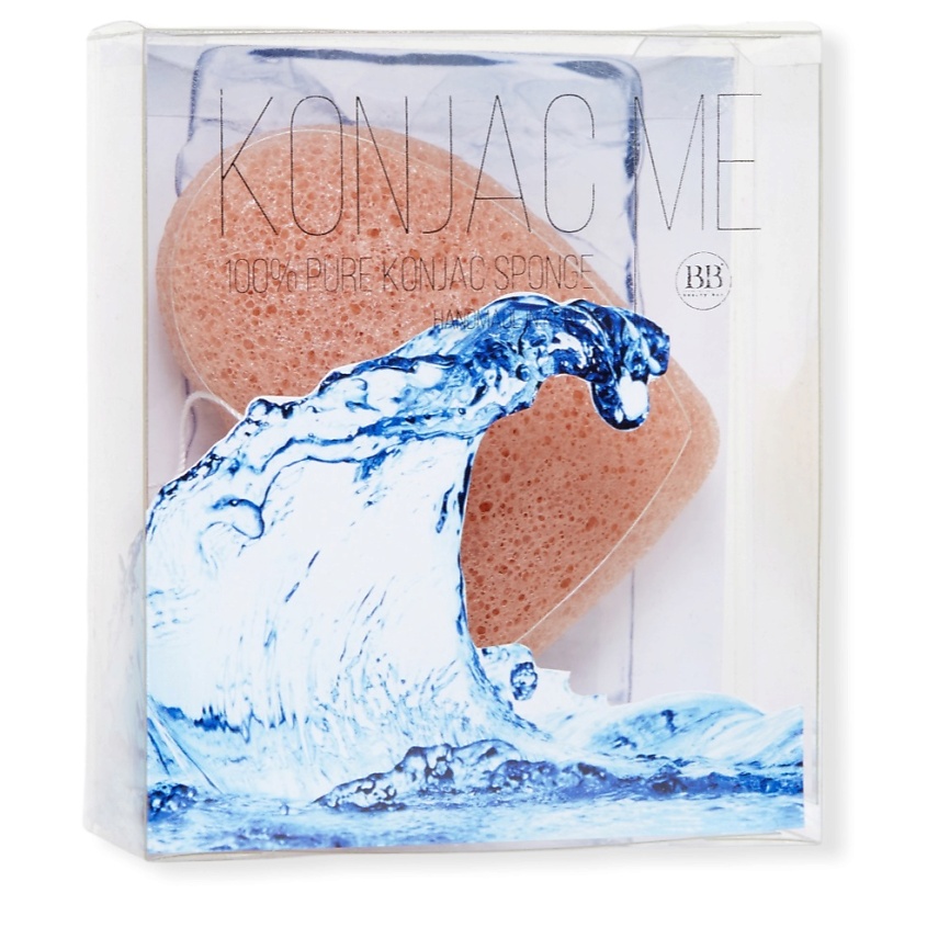 BEAUTY BAR Воздушный спонж мочалка Konjac Me для умывания конняку розовая глина в форме сердца – фото 1