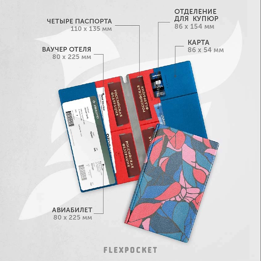 FLEXPOCKET Семейный туристический органайзер с принтом на обложке – фото 4