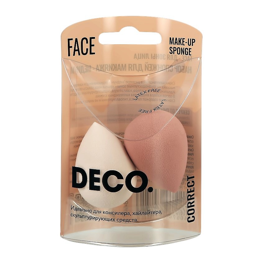 DECO. Набор спонжей для макияжа CORRECT каплевидные медиум – фото 2
