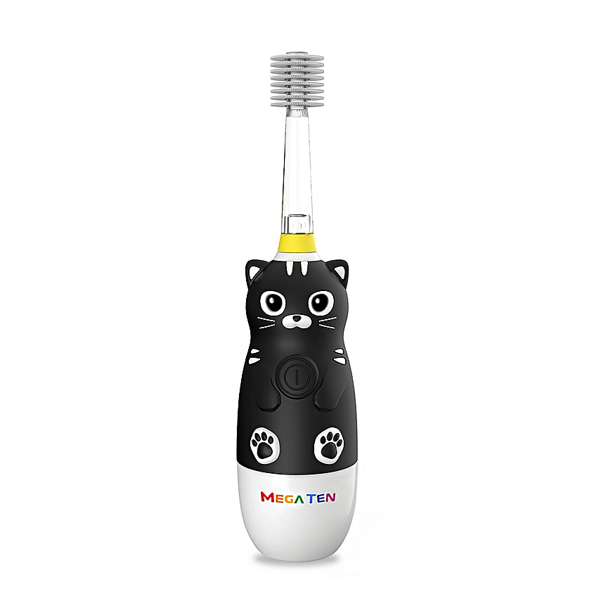 MEGA TEN Детская электрическая зубная щетка KIDS SONIC Котенок Black Edition – фото 1