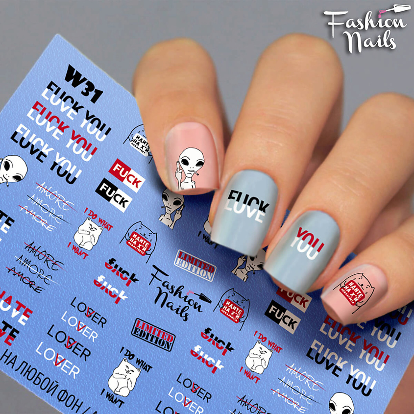 FASHION NAILS Слайдер дизайн для ногтей "Фразы" – фото 2