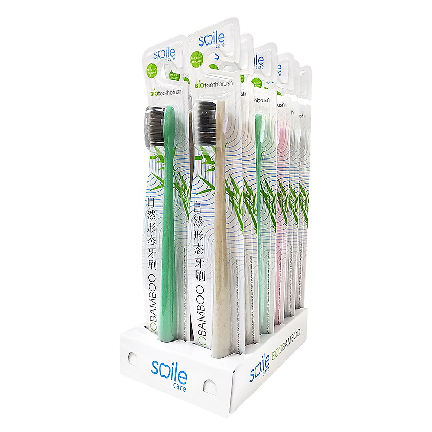 SMILE CARE Зубная щетка ECO BAMBOO с ручкой из соломы пшеницы средняя – фото 6
