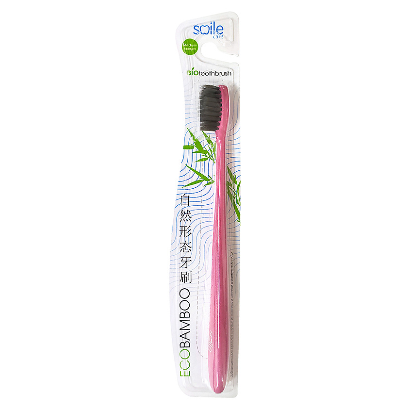 SMILE CARE Зубная щетка ECO BAMBOO с ручкой из соломы пшеницы средняя – фото 3
