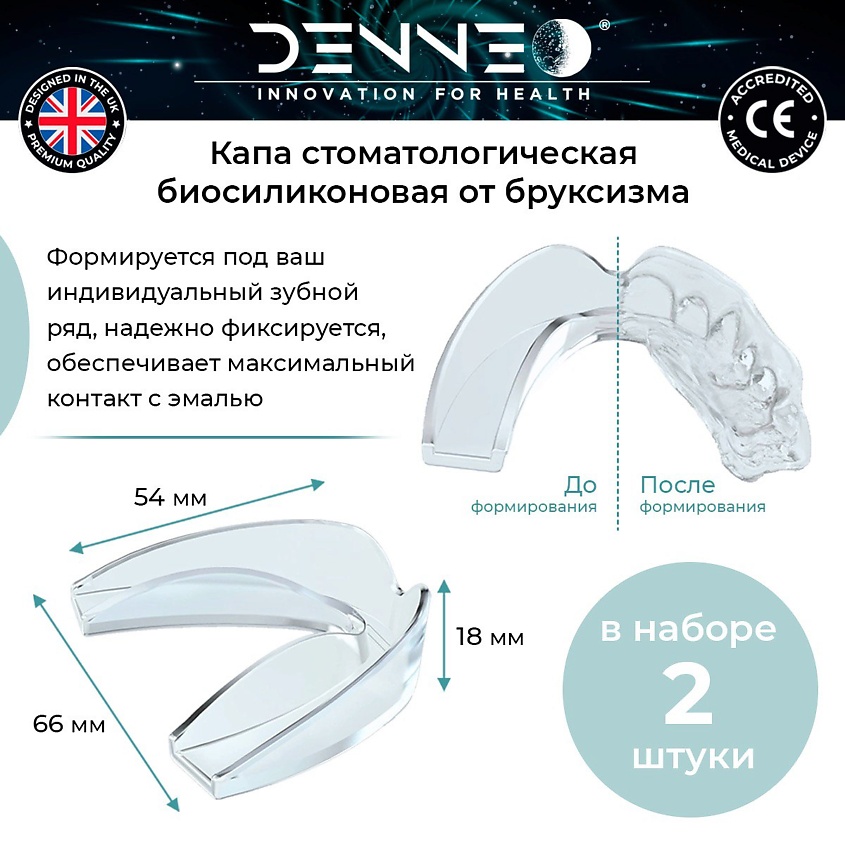 DENNEO Капа от бруксизма стоматологическая для взрослых и детей + футляр – фото 13