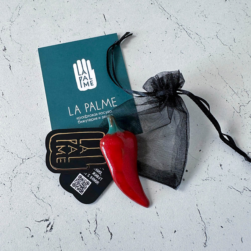LA PALME ARTISAN CERAMICA Брошь-значок из керамики Перец Ред Б – фото 2