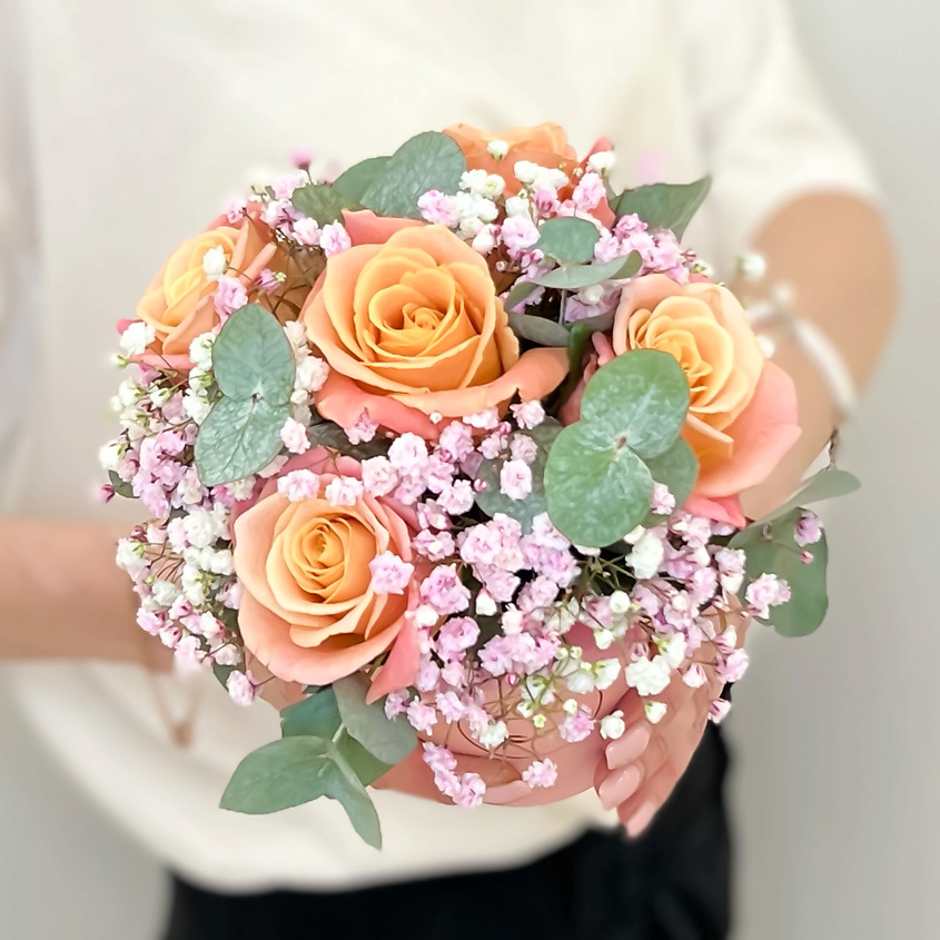 ЛЭТУАЛЬ FLOWERS Букет из роз, гипсофилы и Эвкалипта  Авиньон – фото 3