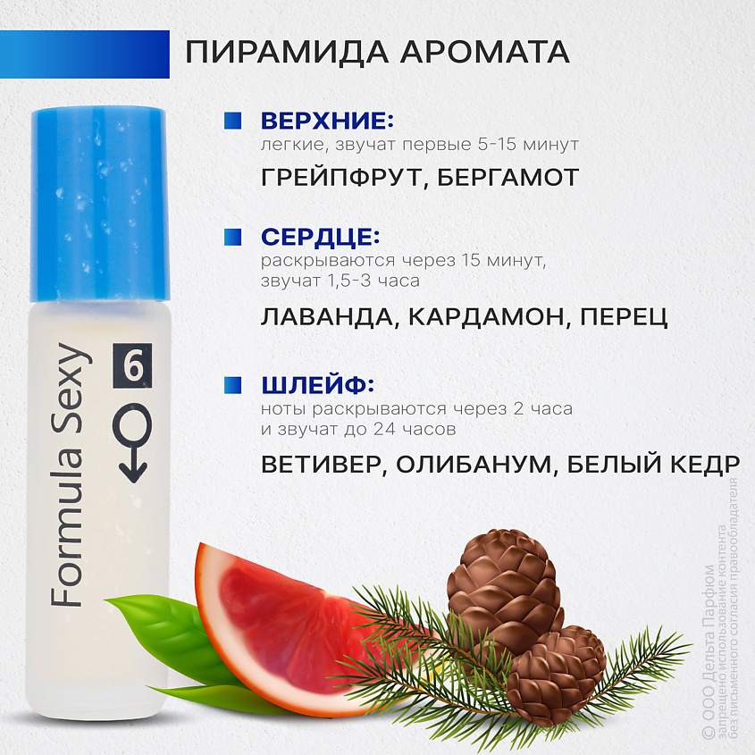 FORMULA SEXY Парфюмерное масло мужское с феромонами №6 древесные пряные – фото 4
