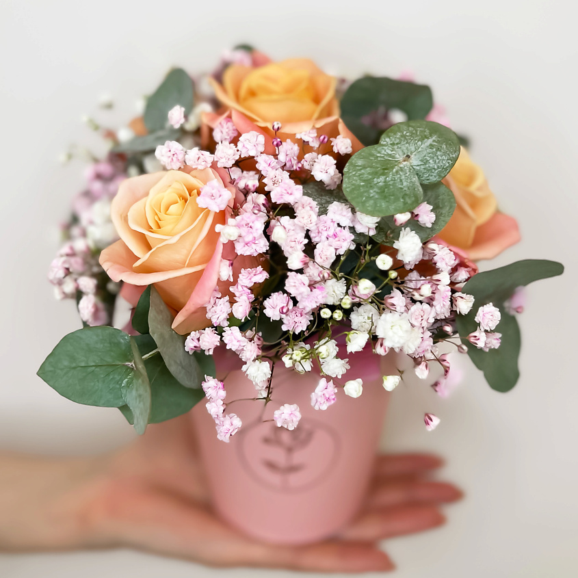 ЛЭТУАЛЬ FLOWERS Букет из роз, гипсофилы и Эвкалипта  Авиньон – фото 2