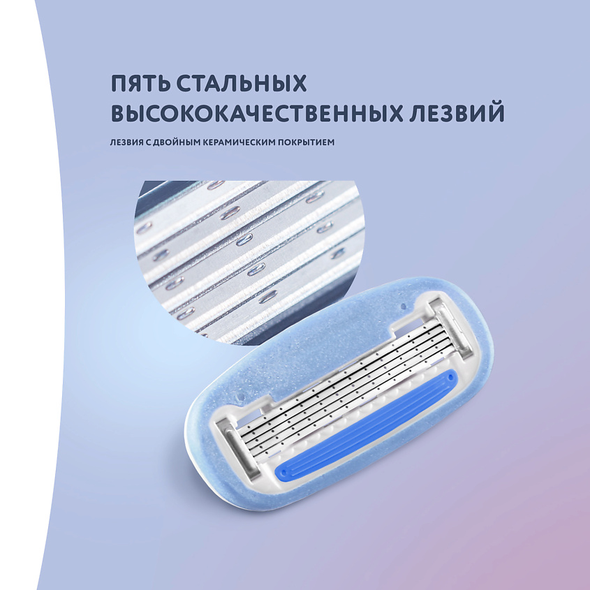 BRITTERRA Бритва женская мини многоразовая 5 лезвий FOR WOMEN BLUE TRAVEL, футляр для хранения – фото 4