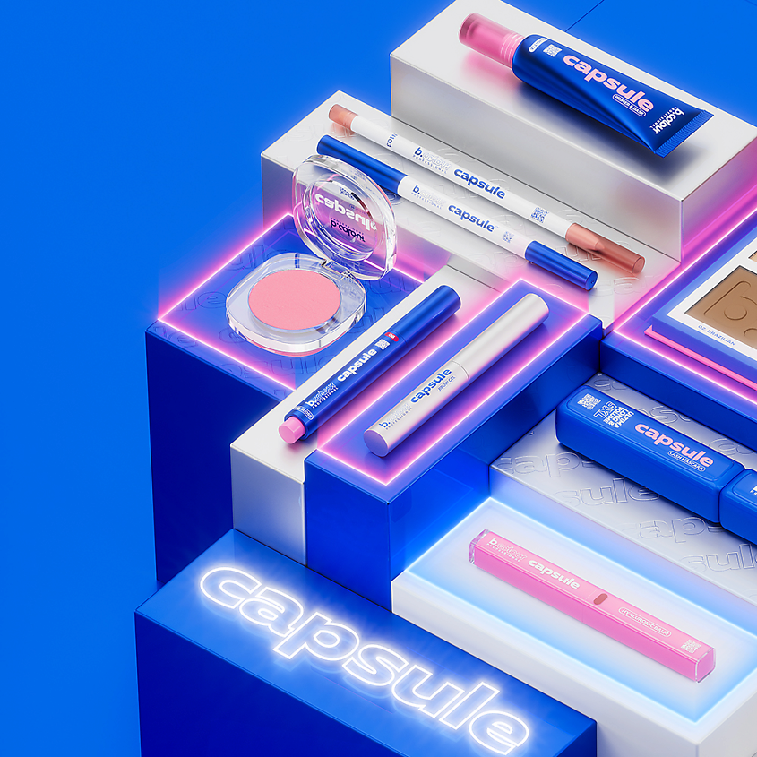 B.COLOUR PROFESSIONAL Румяна для лица и контуринга розовые кремовые CAPSULE, 02 JUST PEACH – фото 9