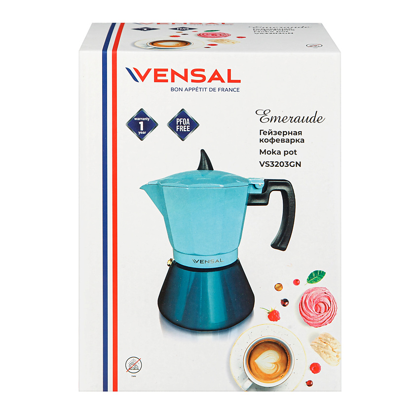 VENSAL Гейзерная кофеварка 9 чашек VS3203GN – фото 5