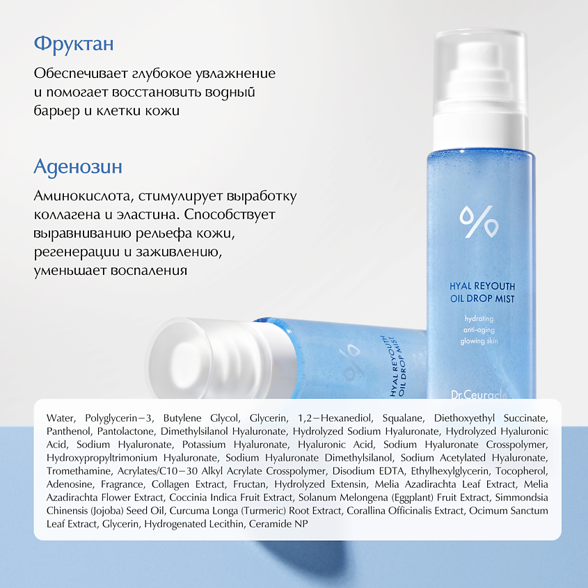 DR. CEURACLE Мист с гиалуроновой кислотой Hyal Reyouth Oil Drop Mist – фото 2