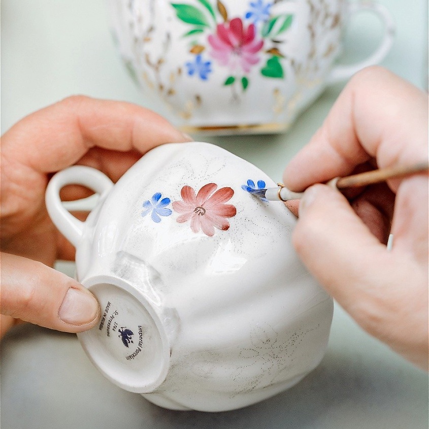 ИМПЕРАТОРСКИЙ ФАРФОРОВЫЙ ЗАВОД Чашка с блюдцем "Золотые травки" – фото 2