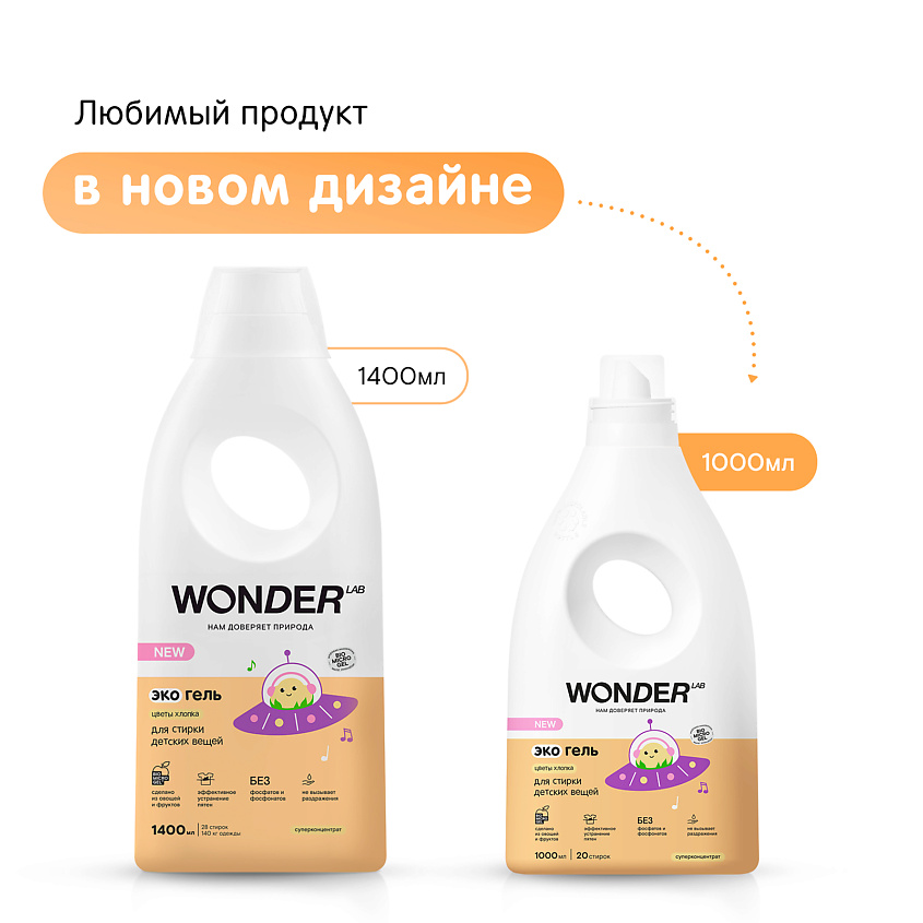 WONDER LAB Эко гель для стирки детских вещей "Цветы хлопка" – фото 7