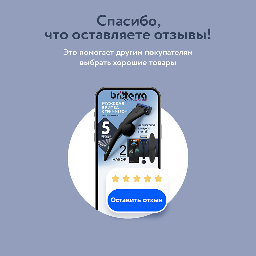 BRITTERRA Сменные кассеты для бритья 5 лезвий, FOR MEN – фото 5