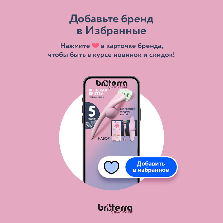 BRITTERRA Сменные картриджи для бритья женские 5 лезвий FOR WOMEN PINK – фото 12