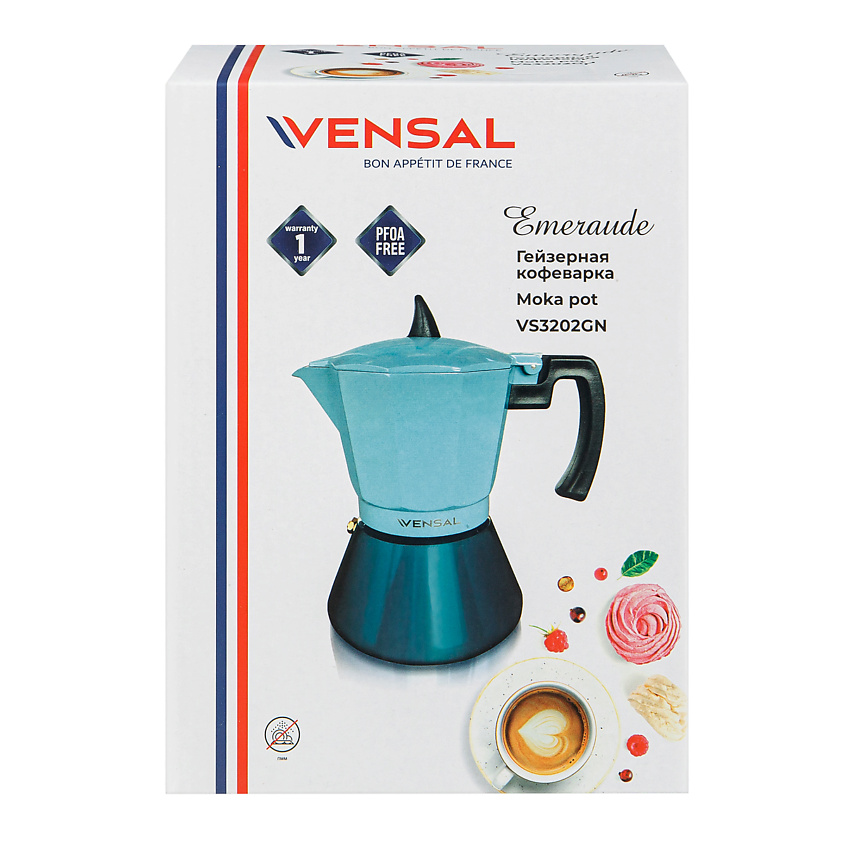 VENSAL Гейзерная кофеварка 6 чашек VS3202GN – фото 8
