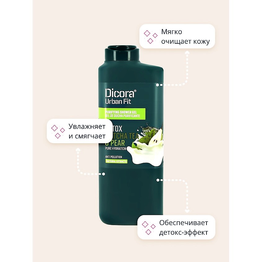 DICORA URBAN FIT Гель для душа Матча и груша, 400 мл – фото 5