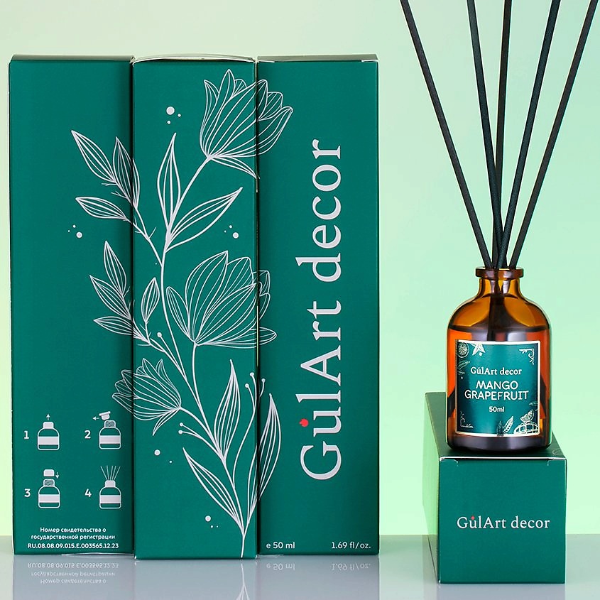 GULART DECOR Диффузор ароматизатор для дома парфюм МАНГО ГРЕЙПФРУТ – фото 8