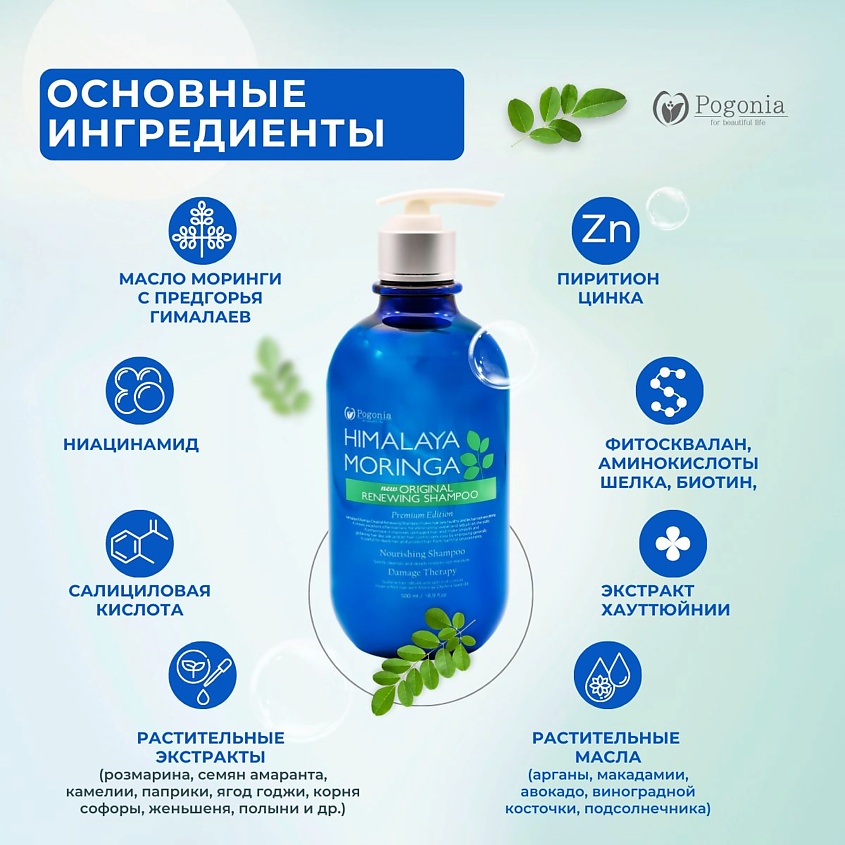 POGONIA Корейский очищающий шампунь для жирной кожи головы и склонных к перхоти и зуду – фото 4