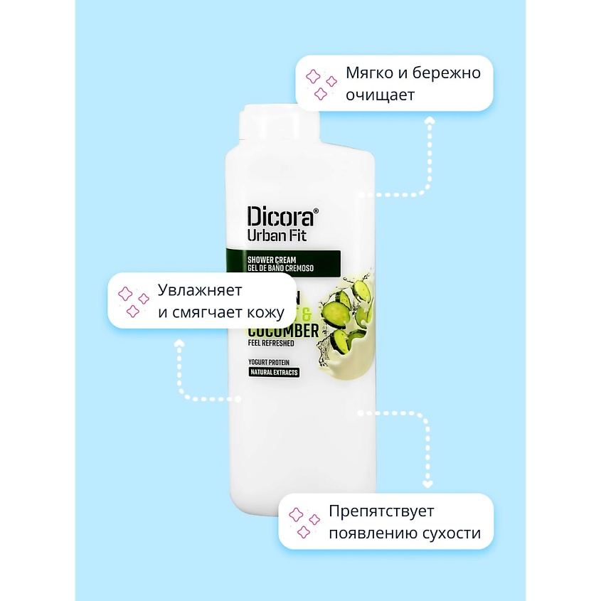 DICORA URBAN FIT Крем-гель для душа Йогурт и огурец – фото 4