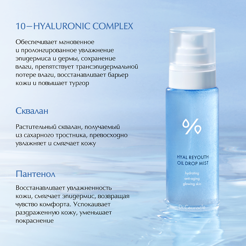 DR. CEURACLE Мист с гиалуроновой кислотой Hyal Reyouth Oil Drop Mist – фото 3