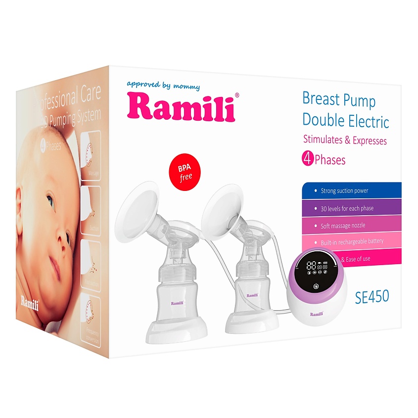 RAMILI Двойной молокоотсос Ramili SE450 с дополнительной противоколиковой бутылочкой 240ML – фото 3
