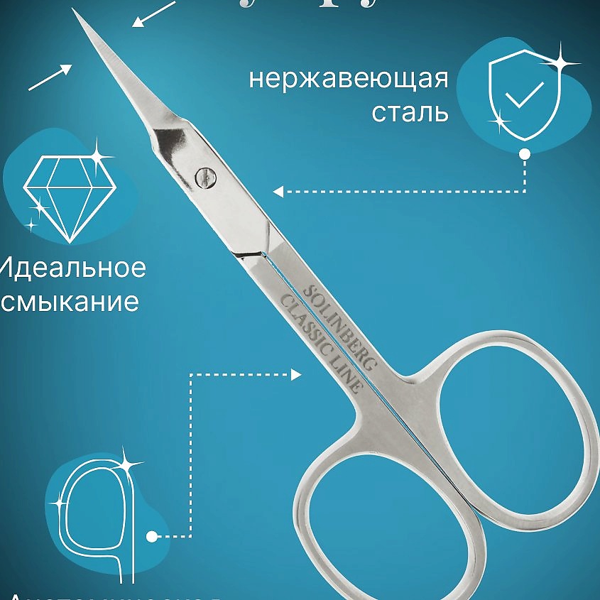 SOLINBERG Ножницы маникюрные, ручная заточка, заусеничные – фото 3