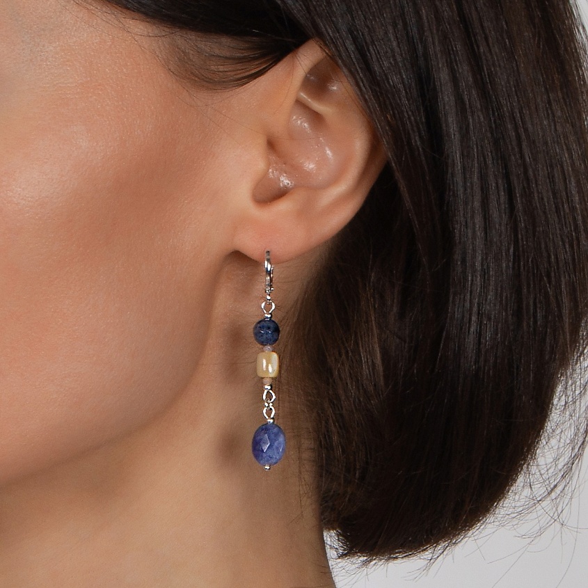 LANZEROTTI Серьги Alba, содалит, перламутр и дюмортьерит – фото 2