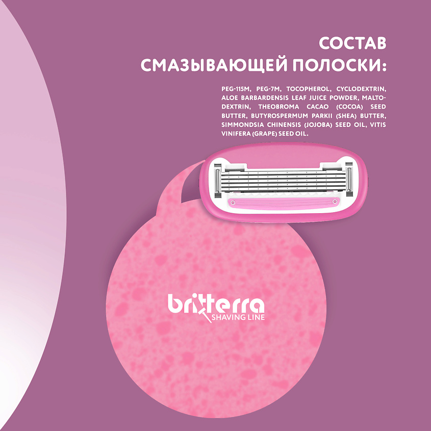 BRITTERRA Сменные картриджи для бритья женские 5 лезвий FOR WOMEN PINK – фото 3