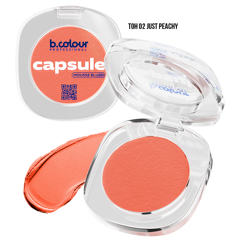 B.COLOUR PROFESSIONAL Румяна для лица и контуринга розовые кремовые CAPSULE, 02 JUST PEACH – фото 1