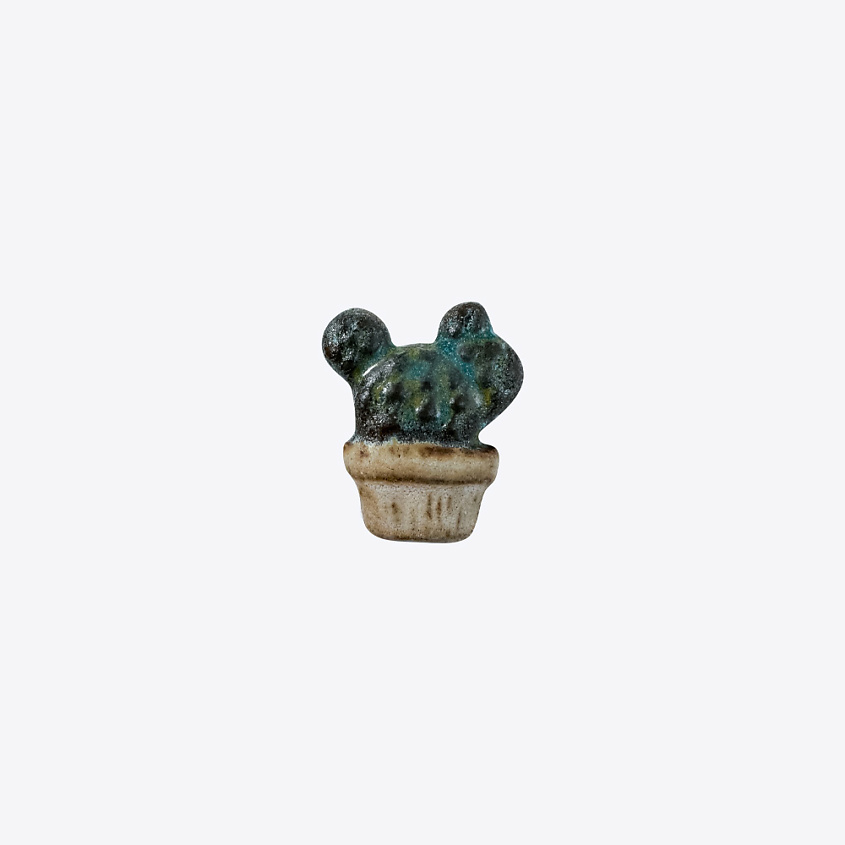 LA PALME ARTISAN CERAMICA Брошь-значок из керамики Кактус Опунция Бирюза Б – фото 1