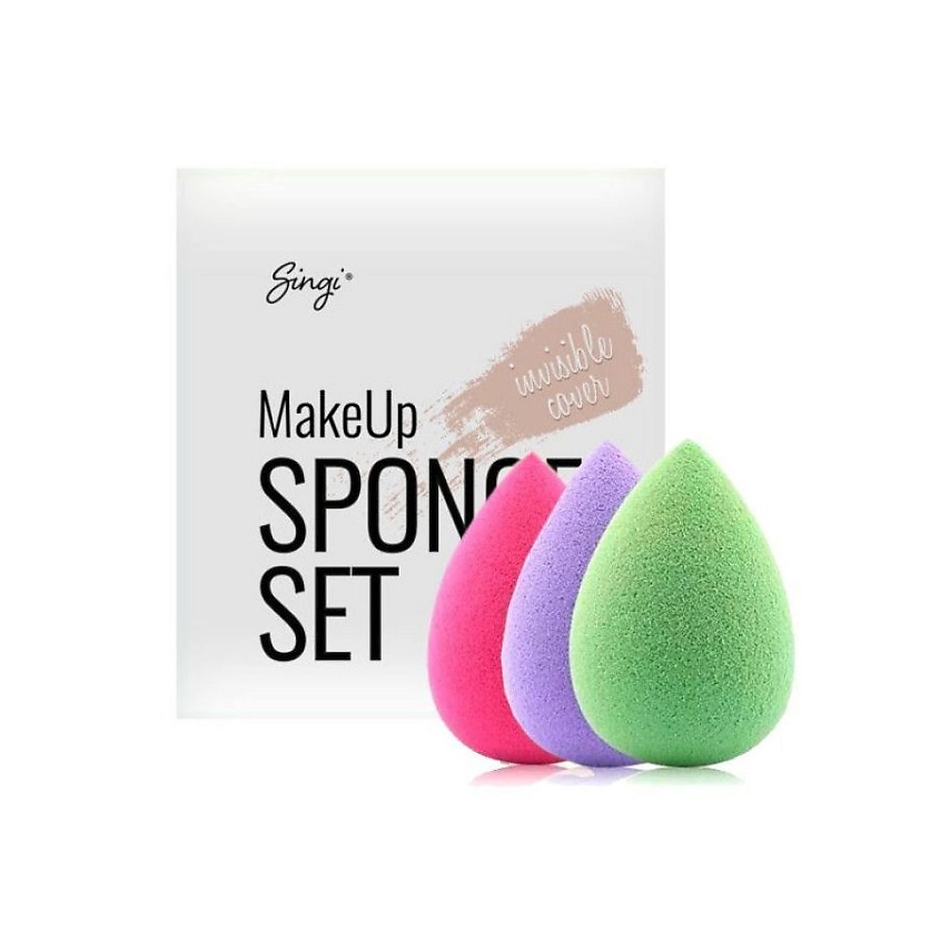 SINGI Набор спонжей для макияжа глаз LIGHT GREEN, HOT PINK, PURPLE – фото 2