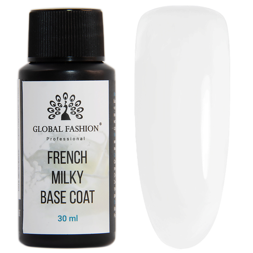 GLOBAL FASHION Молочная каучуковая камуфлирующая база для гель-лака French Milky Base – фото 2
