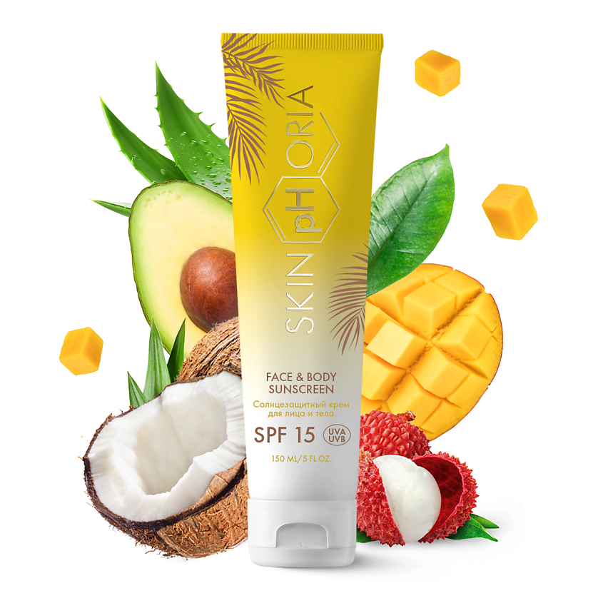 SKINPHORIA Солнцезащитный крем для лица и тела SPF15 Face & Body Sunscreen – фото 1