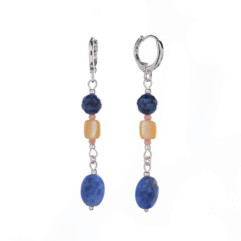 LANZEROTTI Серьги Alba, содалит, перламутр и дюмортьерит – фото 1