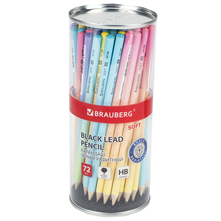 BRAUBERG Набор чернографитных карандашей Soft Pastel – фото 1