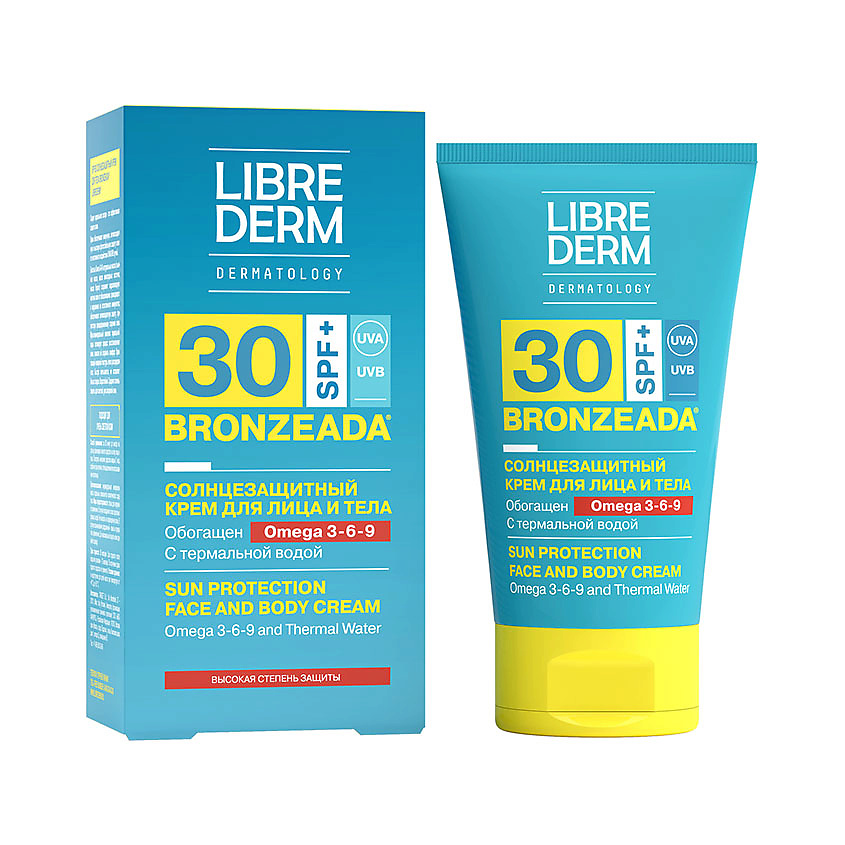 LIBREDERM Солнцезащитный крем SPF30 с Омега 3 - 6 - 9 и термальной водой Bronzeada Sun Protection Face and Body Cream – фото 2