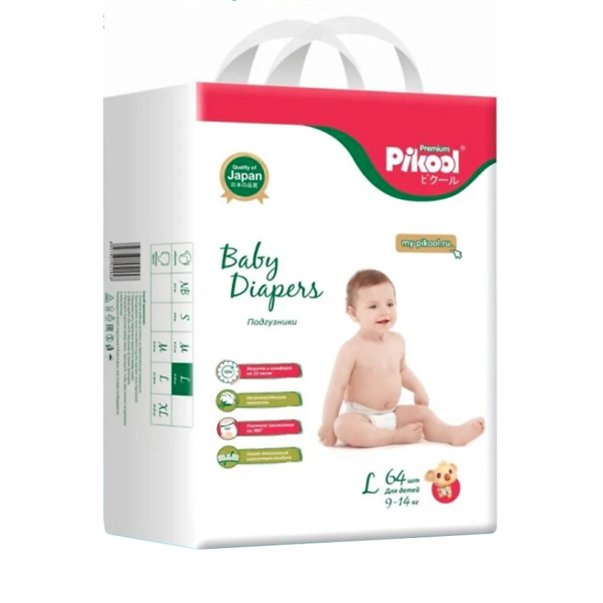 PIKOOL Подгузники Premium L (9-14 кг.) – фото 2