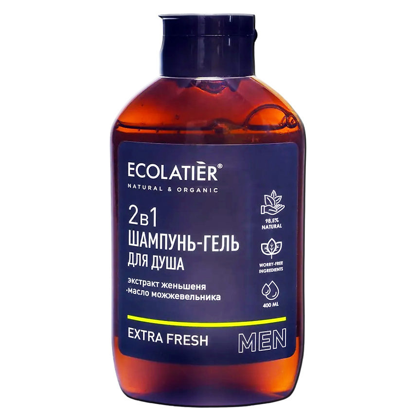 ECOLATIER Мужской шампунь и гель для душа 2 в 1 Extra Fresh – фото 1