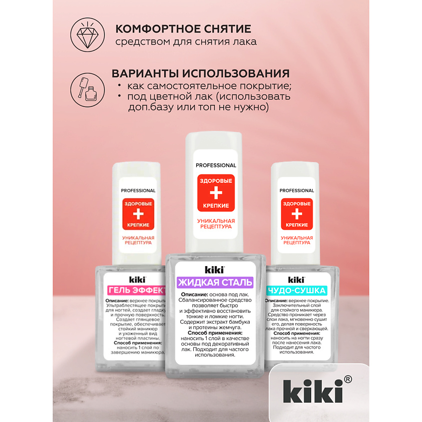KIKI Средство для укрепления и питания ногтей ЖИДКАЯ СТАЛЬ – фото 2
