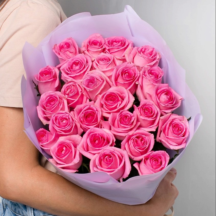 ЛЭТУАЛЬ FLOWERS Букет из розовых роз 25 шт. (40 см) – фото 3