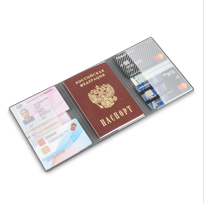 FLEXPOCKET Обложка для автодокументов из экокожи с дополнительными отделениями – фото 4