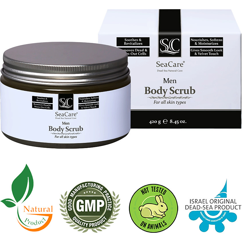 SEACARE Мужской Омолаживающий скраб для тела с минералами Мертвого Моря и натуральными маслами – фото 4