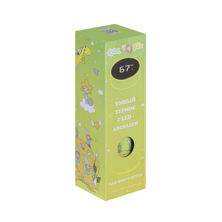 КВАН ТИКИ Термос металлический с рисунком и датчиком температуры Light Green – фото 3