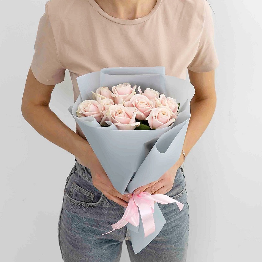 ЛЭТУАЛЬ FLOWERS Букет из нежных роз 9 шт. (40 см) – фото 3