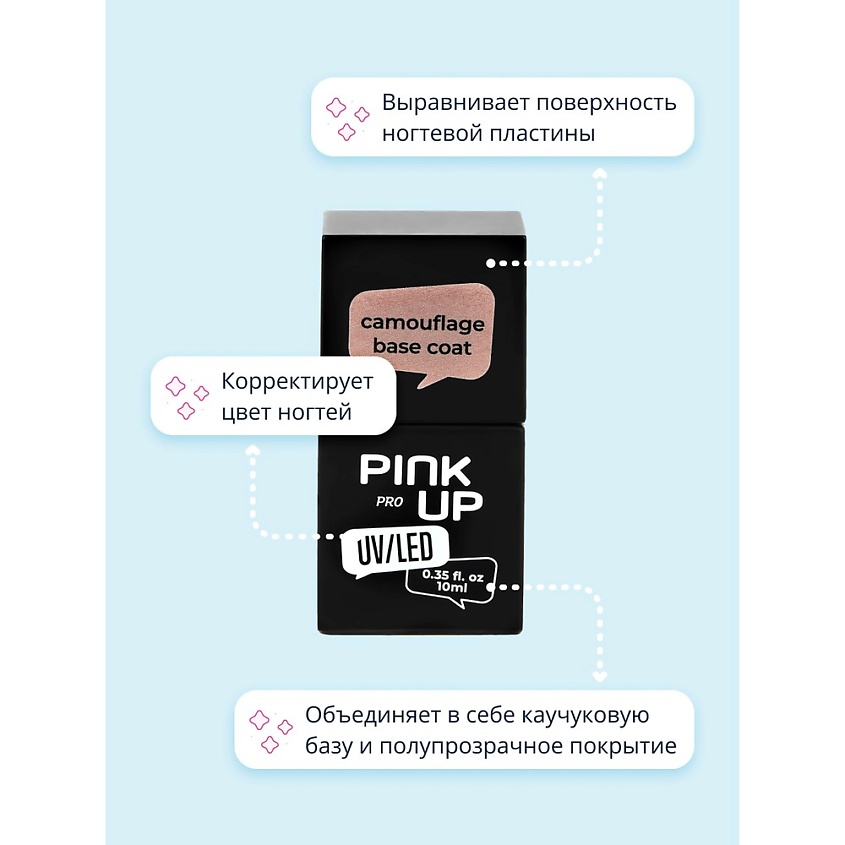 PINK UP Камуфлирующая база для ногтей UV/LED PRO, тон 07 10 мл – фото 2
