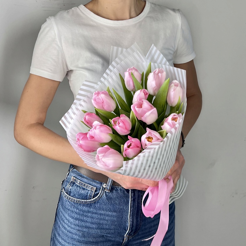 ЛЭТУАЛЬ FLOWERS Букет из розовых тюльпанов 15 шт. – фото 2